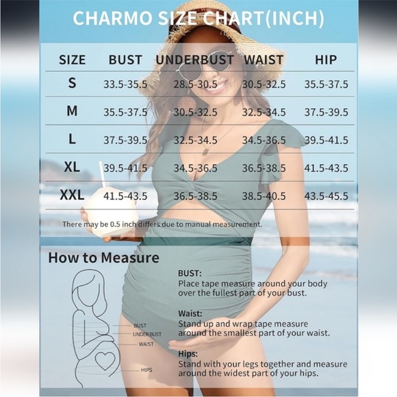 Maternity Ribbed Ruffle Sleeve Swimsuit - Picture 4 of 5